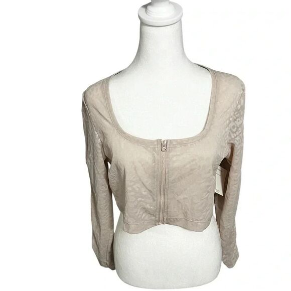 Victoria's Secret Zip Up Crop Top Light Pink leopard large - Picture 6 of 12